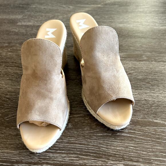 EUC Manebí Hamptons Sabot Wedge Sandals Dove Gray Suede Size 38 / US 7.5 Leather - Picture 12 of 14